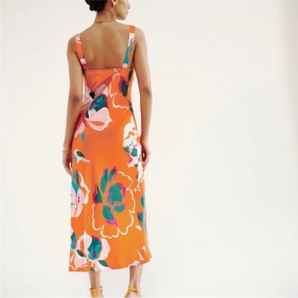 Reformation Daytona silk dress in “Electra” orange floral - Picture 8 of 11